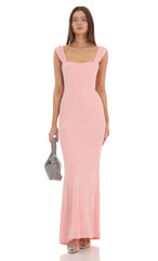 Open Back Maxi Dress in Pink