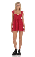 Lace Babydoll Dress in Red