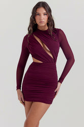 mulberry cutout mini dress