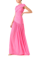 Draped Asymmetric Drop Waist Gown
