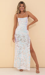 Sequin Maxi Dress in White Iridescent