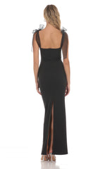 Shoulder Ties Maxi Dress in Black