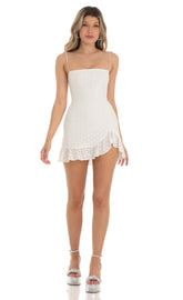 Ruffle Dress in White