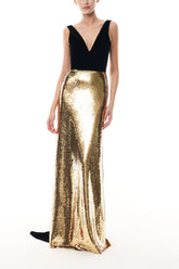 Noir Gold Velvet & Sequin Gown