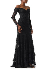 Off-The-Shoulder Lace Trumpet Gown