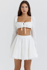 white bow mini skirt