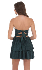 Jacquard Corset A-line Dress in Green