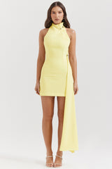 lemon halter mini dress