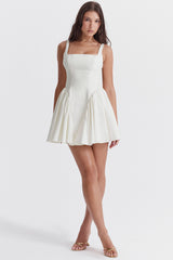 ivory cotton bow mini dress