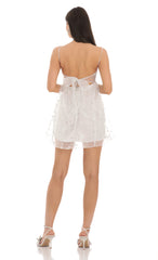 Floral Embroidered Babydoll Dress in White