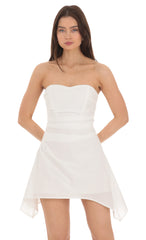 Strapless Asymmetrical Dress in White