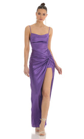 Twist Maxi Dress in Purple
