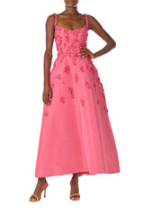 Floral Embroidered Tea-Length Dress