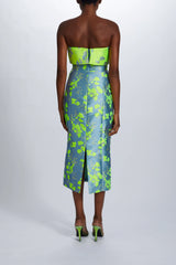 Floral Jacquard Tea-Length Dress