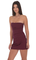 Strapless Striped Top in Burgundy