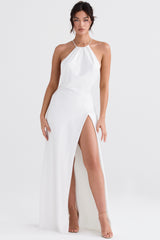 ivory thigh slit maxi dress