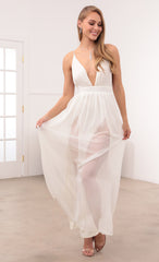 Ivory Chiffon Slit Maxi Dress