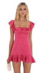 Ruffle Mini Dress in Magenta