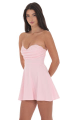 Lace Bust Fit and Flare Dress in Pink