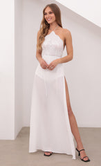 Halter Lace Dress in White