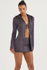 shadow satin a-line mini skirt