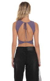 Open Back Twist Top in Mauve