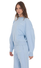 Lucy Oversized Cropped Crewneck in Light Blue