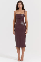 mulberry vegan leather lace back dress