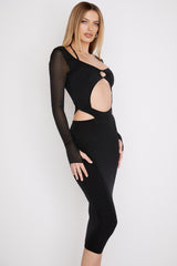 black cutout midi dress