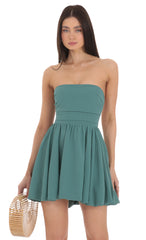 Strapless Bubble Dress in Teal