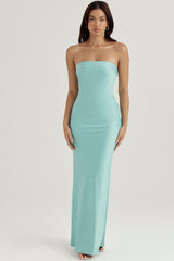 jade satin strapless maxi dress