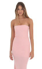 Back Bow Strapless Dress in Pink