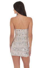Two-Toned Sequin Bodycon Dress in Silver