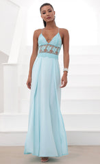 Lace Maxi Dress in Aqua Blue