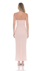 Lace Cowl Neck Maxi Dress in Pink