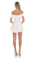 Front Bow Off Shoulder Dress in White