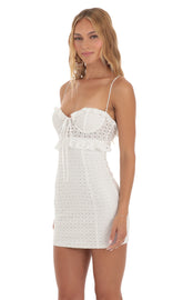 Eyelet Ruffle Dress in White