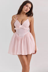 ballerina pink baby doll mini dress