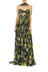Strapless Lemon Floral Gown