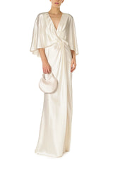 V-Neck Draped Capelet Sleeve Gown