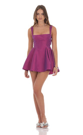 Duo Chrome Fit and Flare Dress in Berry