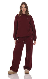 French Terry Sweatpants Pants in Burgundy