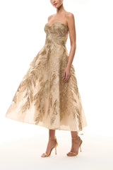 Gold Feather Cocktail Dress