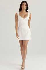 white pin tuck mini dress