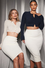 cream knit midi skirt