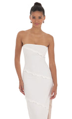 Ruffle Strapless Dress in White