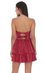 Jacquard Corset A-line Dress in Rose