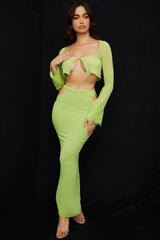 lime green georgette maxi skirt
