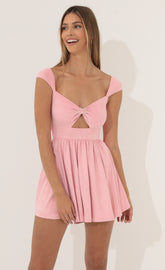 Flare Dress in Pink Suede