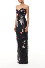 Floral Matte Sequin Column Gown